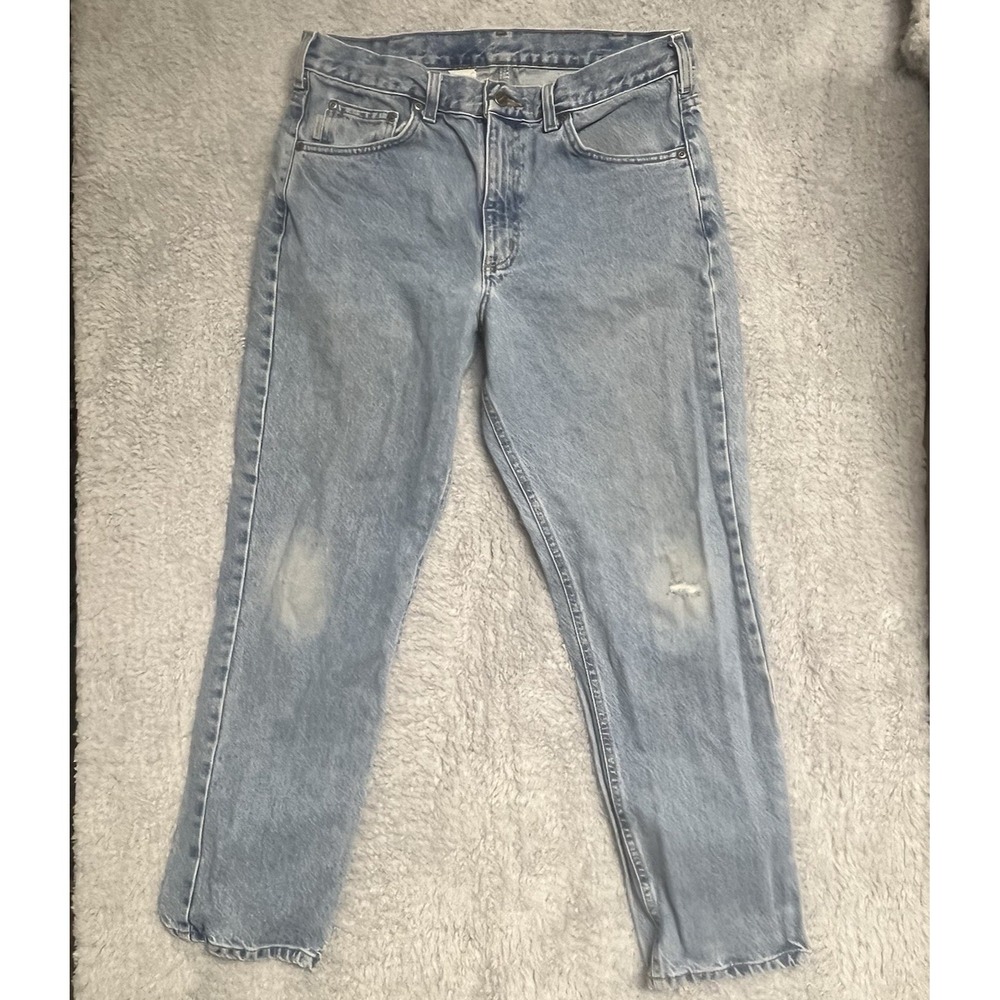 Carhartt Jeans Mens 34x30 Traditional Fit‎ B18 STW Denim Distressed